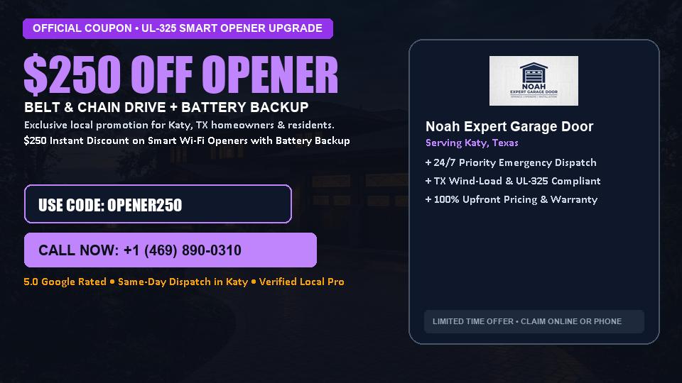 $250 OFF Smart Wi-Fi Garage Door Opener Installation in Katy, TX - Noah Expert Garage Door