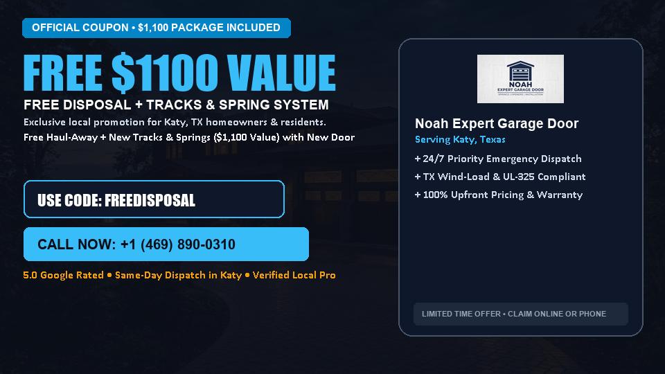 FREE Old Door Haul-Away & Heavy-Duty Tracks in Katy, TX - Noah Expert Garage Door